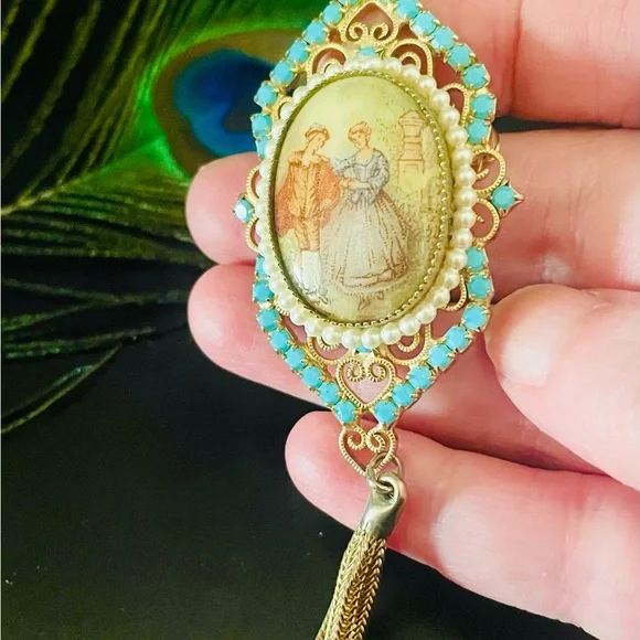 Vintage Victorian Gold and Turquoise Brooch - Picture 5 of 5